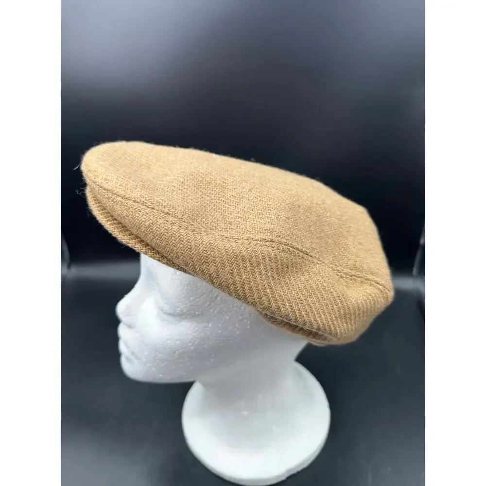 Vintage Wool‎ Newsboy Beret Small Beige Houndstooth Feel EUC